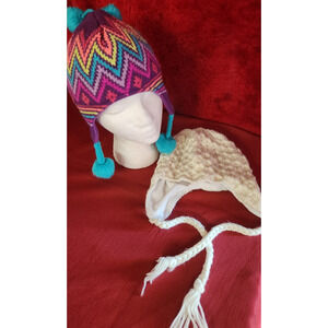 Lot 2: Empyre & Jumping Beans Beanie Girls/Teen Pom Snow Winter Hats